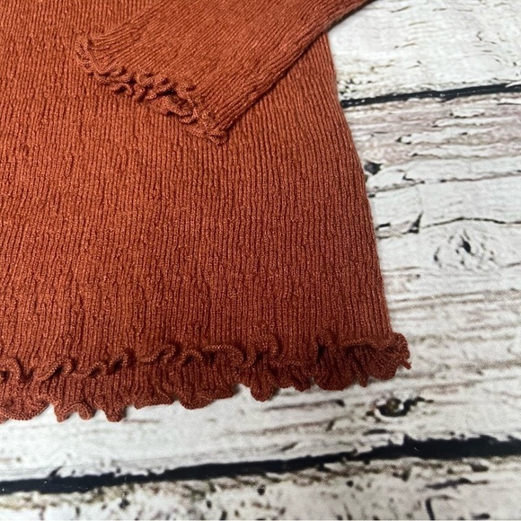 Mystree Rust Lettuce Leaf Mock Neck Sweater Size S - Picture 4 of 9